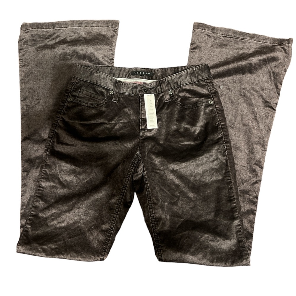Theory Sineli Sequoia Mauve Velvet Flare Pants